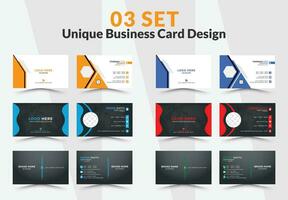 Business card design vector template. Mega Collection variety colors double sided Business card bundles and vector visiting card set template design.