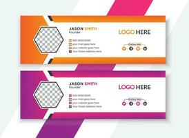 Modern and Creative Colorful Corporate Business Email signature design template or email footer and personal social media cover template design with creative layout for all business vector