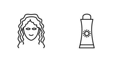 Sunblock Cream and Hair Curly Icon vector