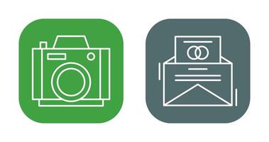 Photo Camera and Invitation Card Icon vector