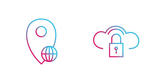 global ubicación y seguro nube icono vector