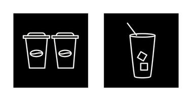 dos cafés y con hielo café icono vector