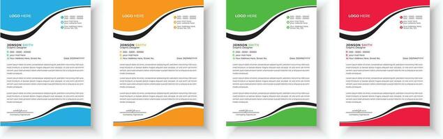 Letterhead design bundle. Clean and professional corporate business letterhead design template with with 4 colors. Creative elegant and minimalist style letterhead design for your business. vector