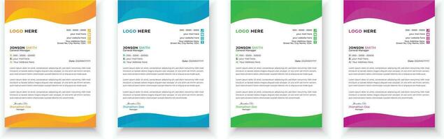 Letterhead design bundle. Clean and professional corporate business letterhead design template with with 4 colors. Creative elegant and minimalist style letterhead design for your business. vector