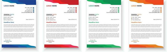 Letterhead design bundle. Clean and professional corporate business letterhead design template with with 4 colors. Creative elegant and minimalist style letterhead design for your business. vector