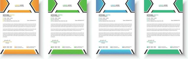 Letterhead design bundle. Clean and professional corporate business letterhead design template with with 4 colors. Creative elegant and minimalist style letterhead design for your business. vector