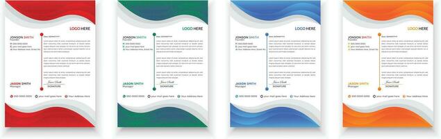 membrete diseño manojo. limpiar y profesional corporativo negocio membrete diseño modelo con con 4 4 colores. creativo elegante y minimalista estilo membrete diseño para tu negocio. vector