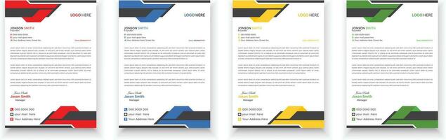 Letterhead design bundle. Clean and professional corporate business letterhead design template with with 4 colors. Creative elegant and minimalist style letterhead design for your business. vector