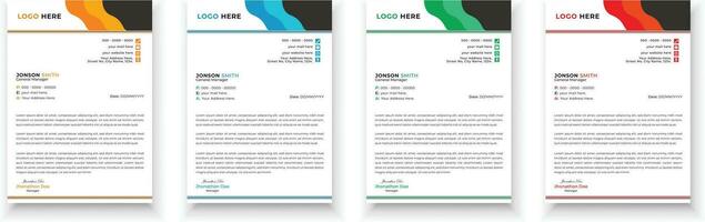 Letterhead design bundle. Clean and professional corporate business letterhead design template with with 4 colors. Creative elegant and minimalist style letterhead design for your business. vector