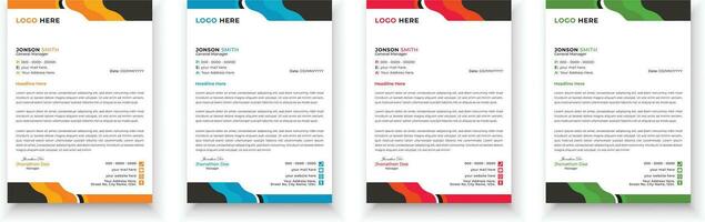 Letterhead design bundle. Clean and professional corporate business letterhead design template with with 4 colors. Creative elegant and minimalist style letterhead design for your business. vector