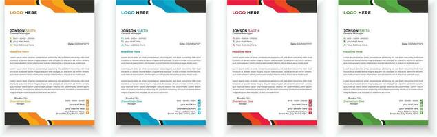 Letterhead design bundle. Clean and professional corporate business letterhead design template with with 4 colors. Creative elegant and minimalist style letterhead design for your business. vector