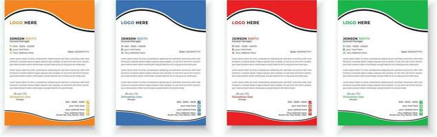 Letterhead design bundle. Clean and professional corporate business letterhead design template with with 4 colors. Creative elegant and minimalist style letterhead design for your business. vector