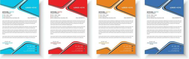 Letterhead design bundle. Clean and professional corporate business letterhead design template with with 4 colors. Creative elegant and minimalist style letterhead design for your business. vector