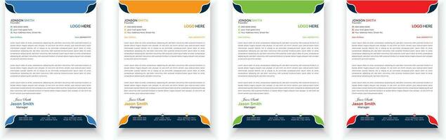 Letterhead design bundle. Clean and professional corporate business letterhead design template with with 4 colors. Creative elegant and minimalist style letterhead design for your business. vector