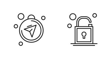 Compass and Open Lock Icon vector