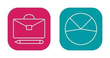 briefcase and pie chart analysis Icon vector