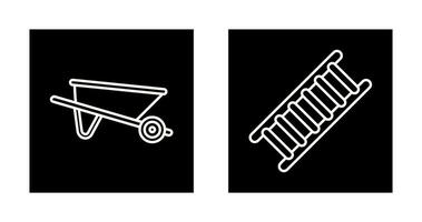 Wheelbarrow and ladder Icon vector