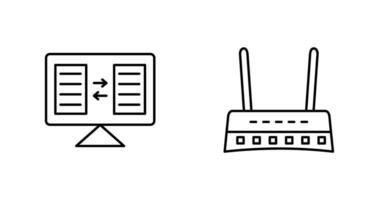 archivo compartiendo y enrutador icono vector