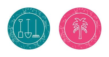 Gardening Tools and Palm tree Icon vector