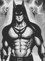 black and white of evil man cartoon , sketch style photo