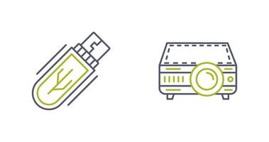 Usb Drive and Projector Icon vector