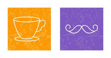 té taza y Bigote icono vector