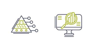 Pyramid Graph and Search Icon vector