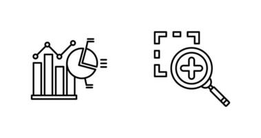 Bar Chat and Zoom In Icon vector