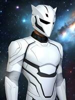 image of a robot. with galaxy background photo
