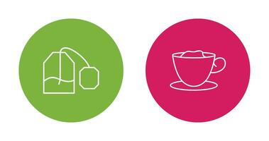 tea bag and creamy coffee  Icon vector