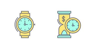 Wrist Watch and Time is Money Icon vector