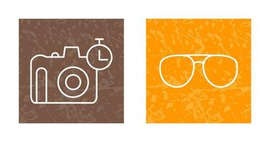 glasses and timer on camera Icon vector