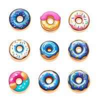 set of colorful donuts with different colors. watercolor style illustration photo