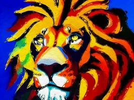 art color of lion face background, oil painting style photo