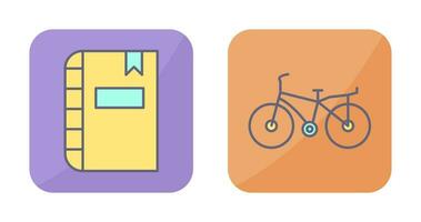 diario y bicicleta icono vector