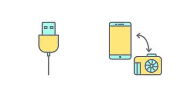 usb cable and transfer images Icon vector