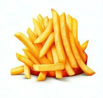 French fries isolated on white background. Front view. AI Generative photo