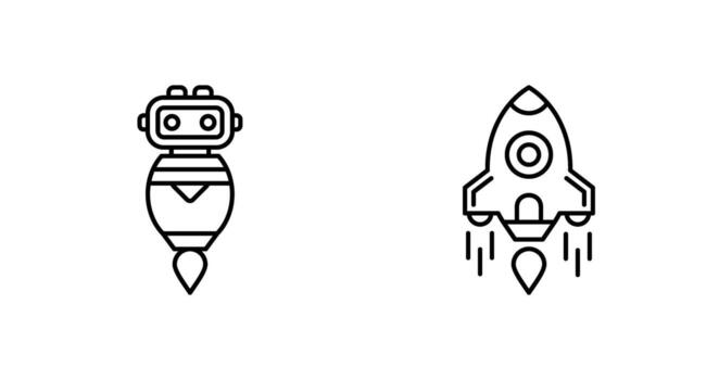 robot and rocket Icon vector