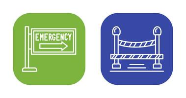 Emergency Sign and Do Not Cross Line, Icon vector