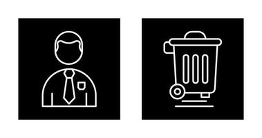 Employee and Dustbin Icon vector