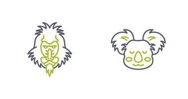 mandril y coala icono vector