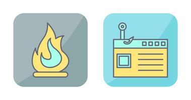 Fire and Phishing Icon vector