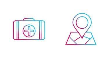 First Aid Kit and Map Icon vector