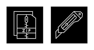 Cutter and Zip File Icon vector