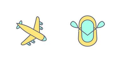 Landing Airplane and Dinghy Icon vector