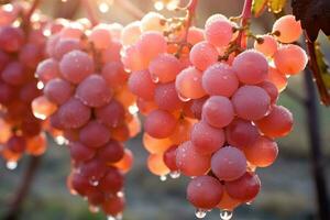 glacial Rocío en rechoncho uvas destinado para delicioso hielo vino creación foto