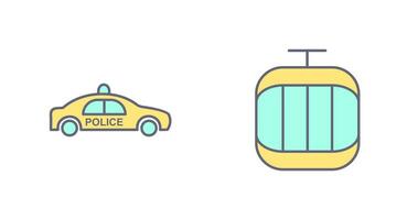 Police Car and Cable Car Icon vector