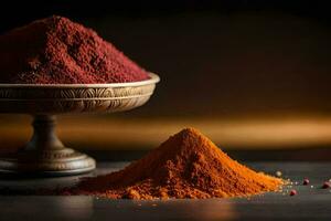 red and orange spices in a bowl. AI-Generated photo