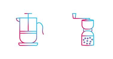 french press and coffee grinder  Icon vector