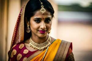 a beautiful indian bride in traditional attire. AI-Generated photo